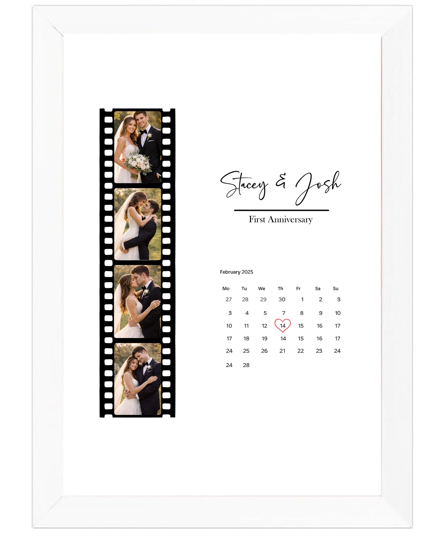 Personalised Film Strip Photo Print – Custom Anniversary Date Wall Art
