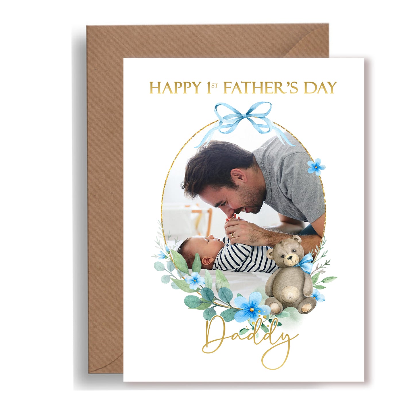 Personalized 'Happy 1st Father's Day Daddy' A5 Card – Photo Insert