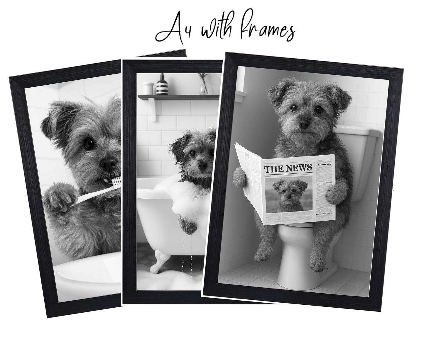 Yorkipoo Bathroom Wall Art Prints – Funny Dog Bathroom Decor (A4 & A3 Sizes)