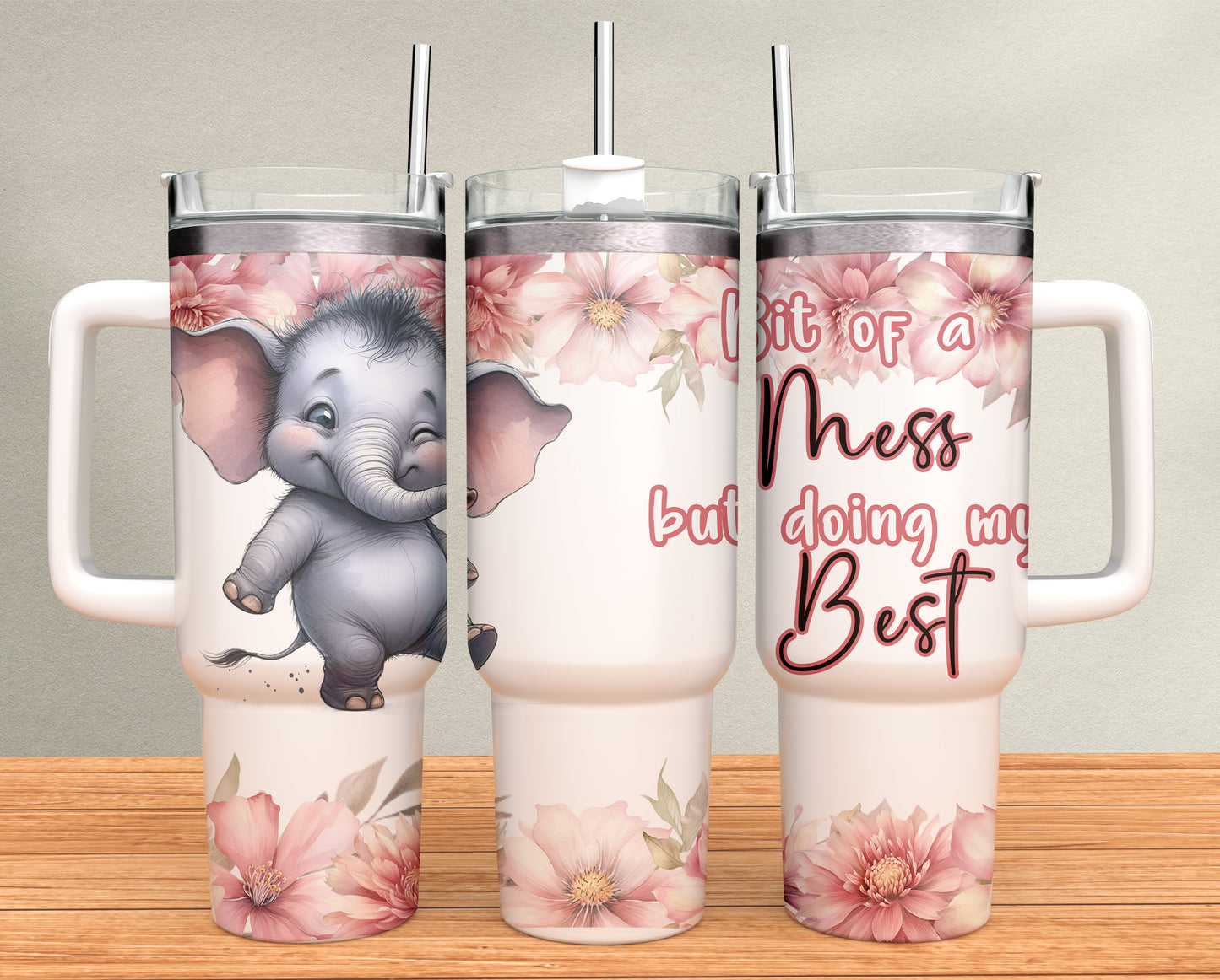 40oz Tumbler - Elephant- Bit of a mess but doing my best