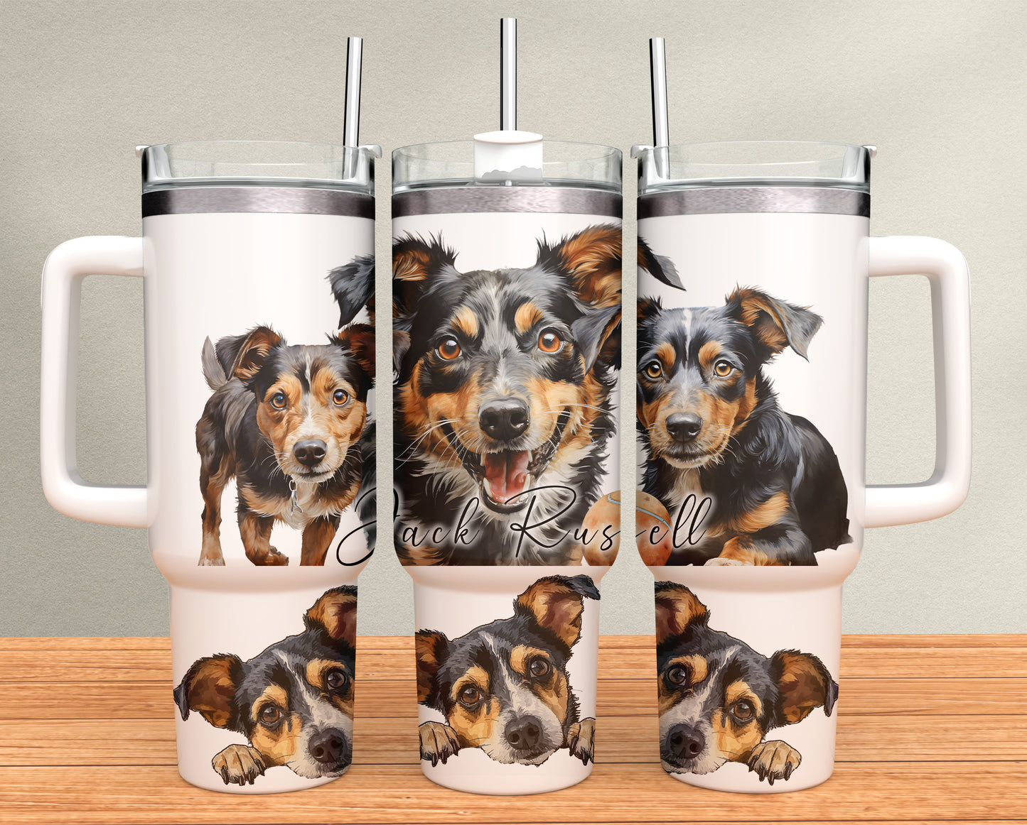 40oz Tumbler - Jack Russell Black and Tan