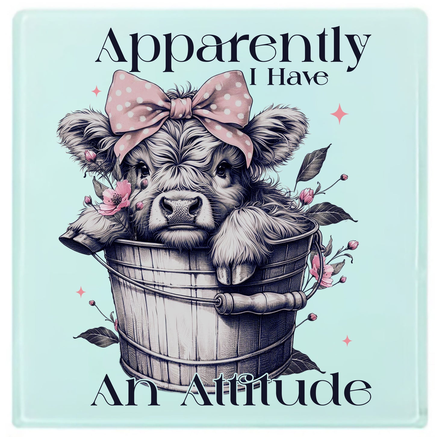 Apparently I Have An Attitude Highland Cow Latte Mug – Cute Sassy Cow Coffee Cup Gift