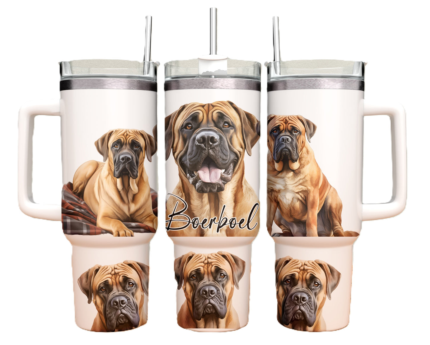Boerboel Dog 40oz Tumbler with Handle & Straw – Personalised Travel Mug for Dog Lovers