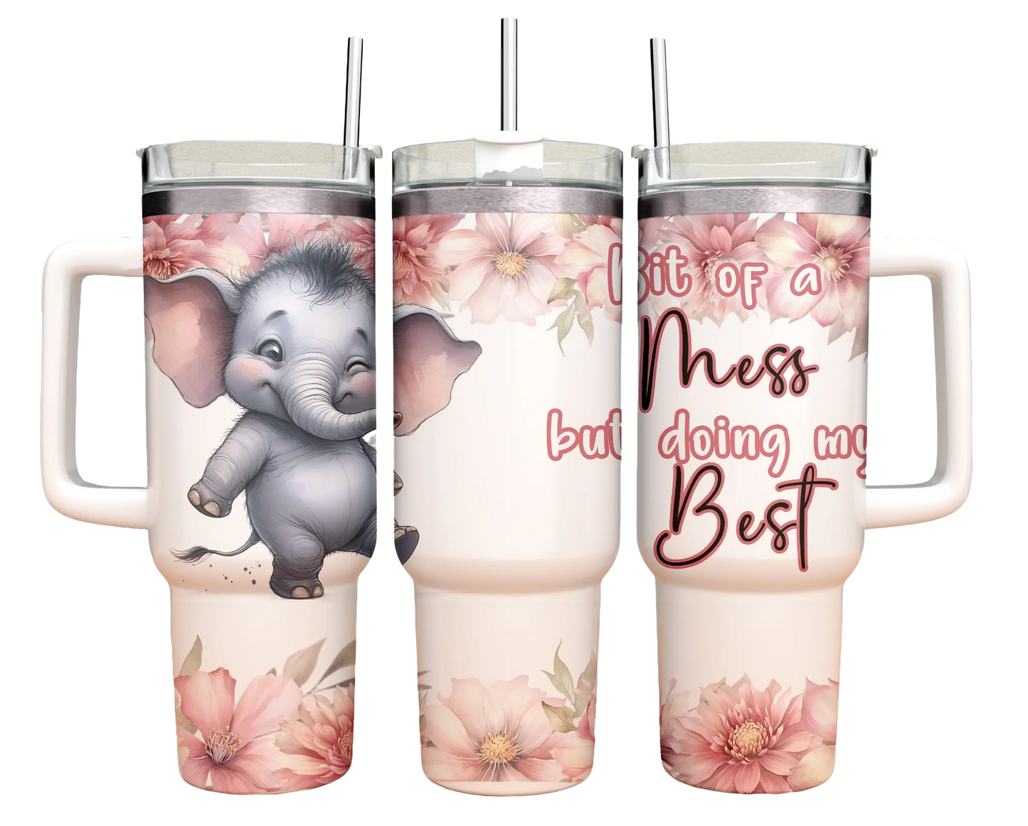 40oz Tumbler - Elephant- Bit of a mess but doing my best