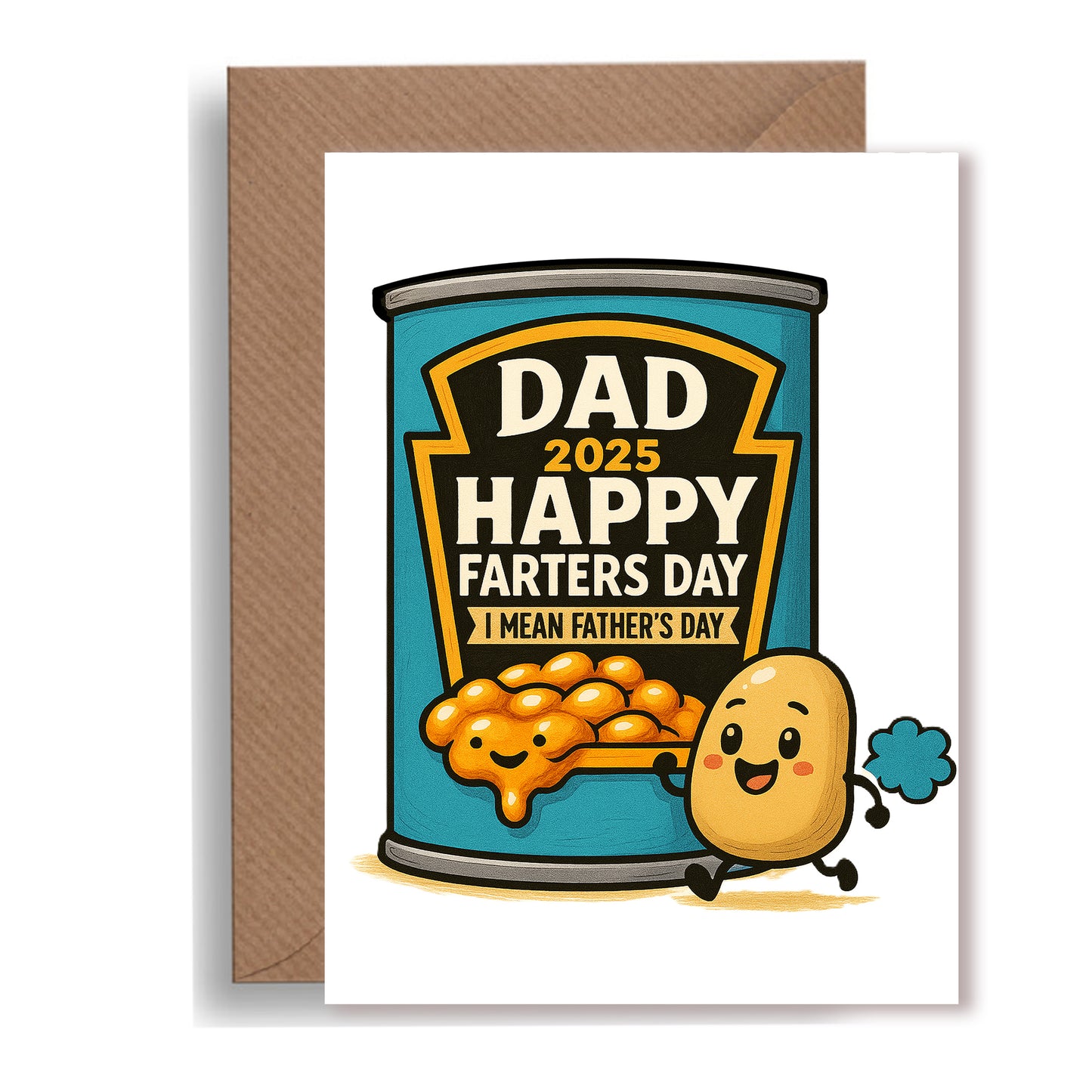 A5 Funny Father’s Day Card – Happy Farter’s Day (Beans-Inspired Design)