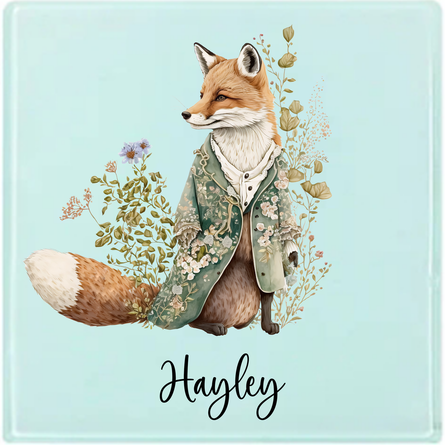 Personalised Fox Latte Mug – 17oz Woodland Animal Name Mug – Double Sided Custom Gift