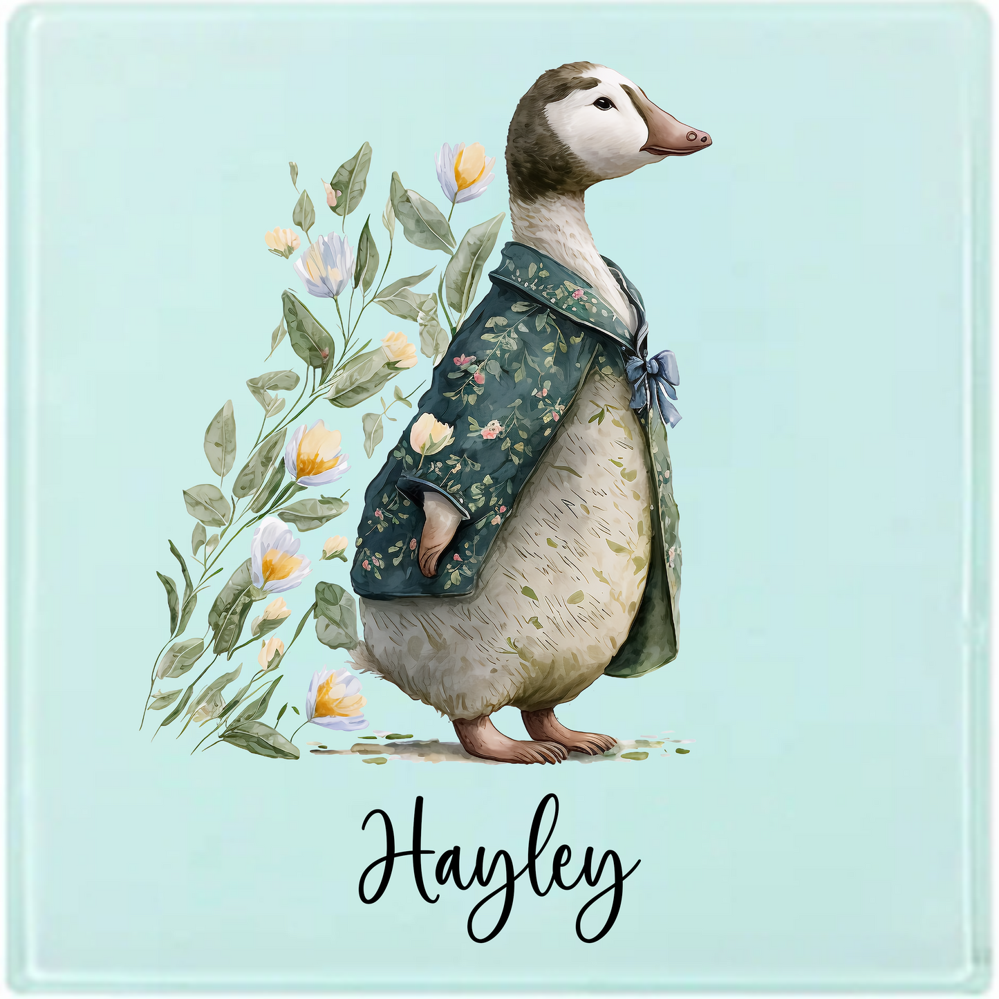 Personalised Goose Latte Mug – 17oz Woodland Animal Name Mug – Double Sided Custom Gift