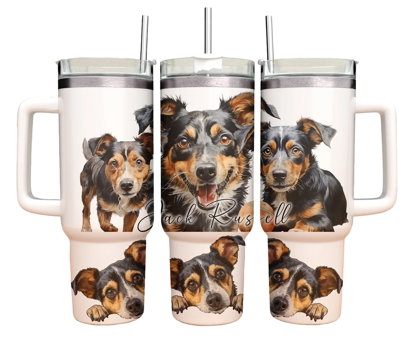 40oz Tumbler - Jack Russell Black and Tan