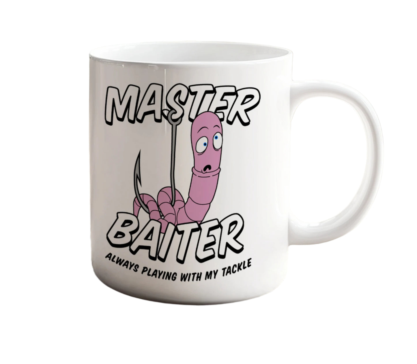 Master Baiter – Funny Fishing Pun Mug (“Always Playing With My Tackle”)