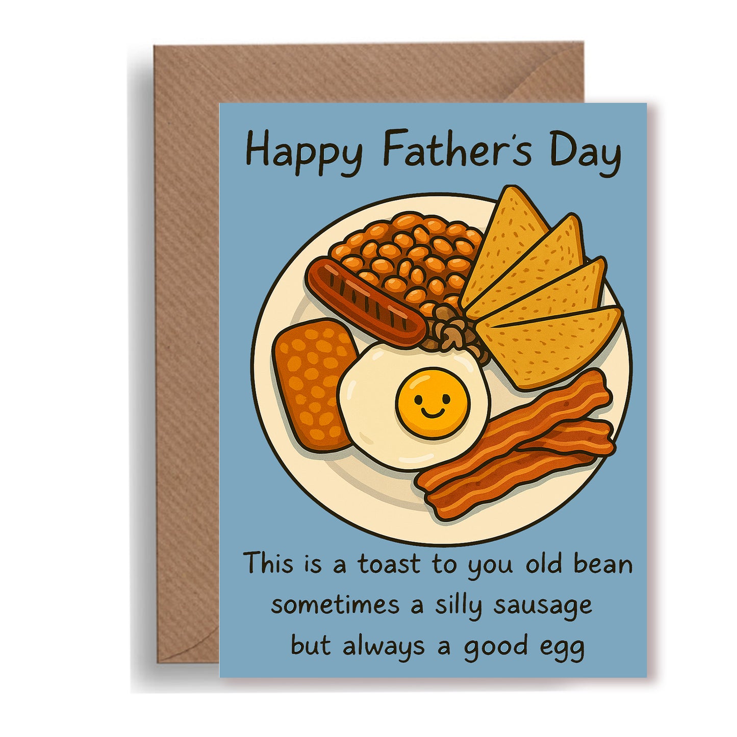 A Toast to You, Old Bean" – Funny Father's Day Card with Full English Breakfast Puns