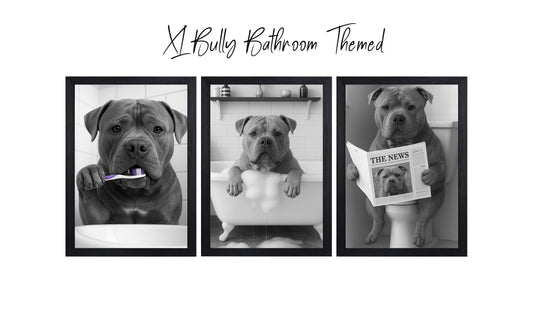 XL Bully Bathroom Wall Art Prints – Funny Dog Bathroom Decor (A4 & A3 Sizes) (Copy)