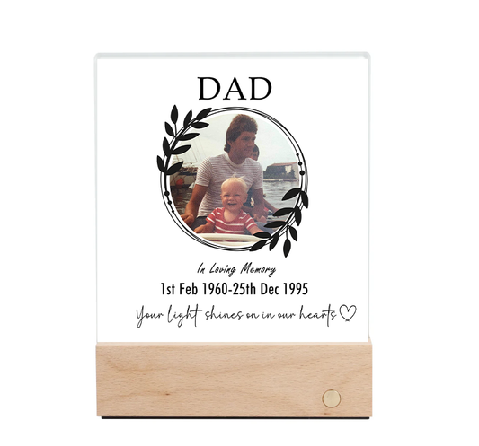 Dad - Memorial LED Night Light - Personalise with photo