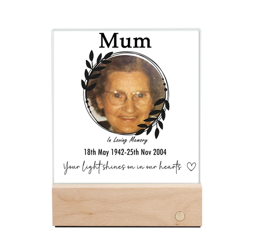 Mum - Memorial LED Night Light - Personalise with photo