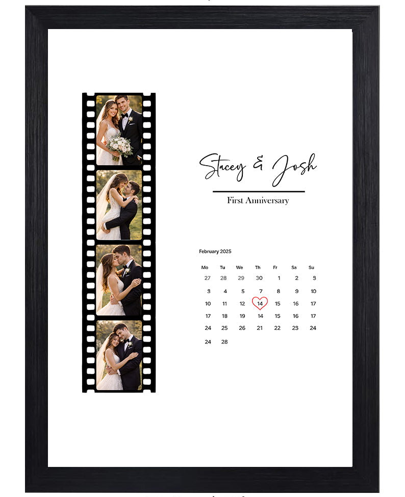 Personalised Film Strip Photo Print – Custom Anniversary Date Wall Art