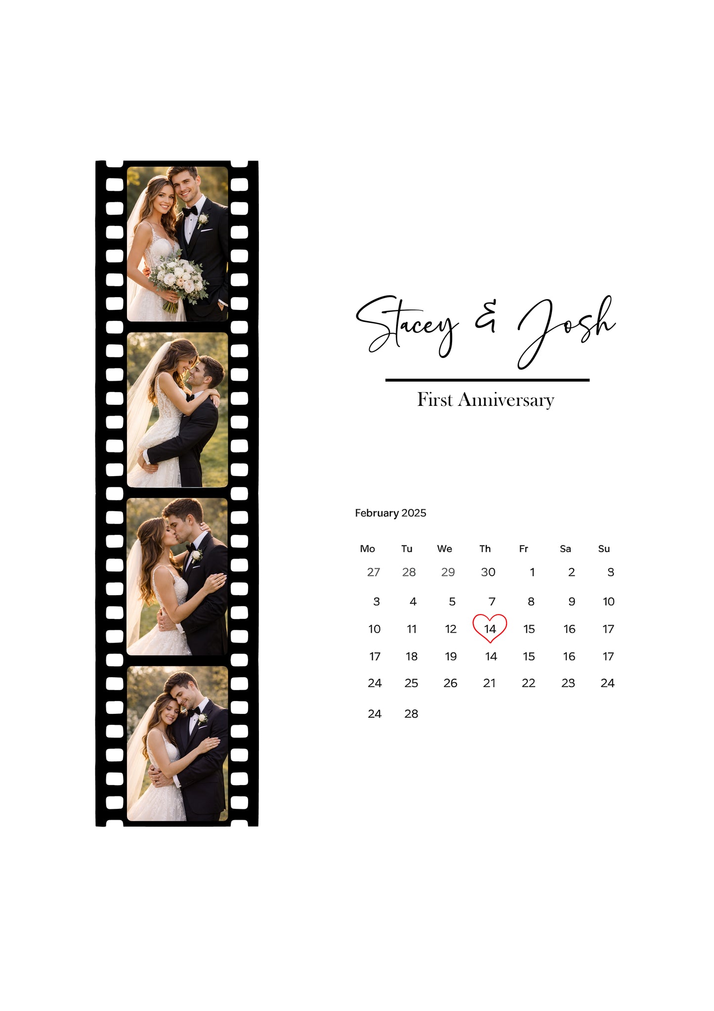 Personalised Film Strip Photo Print – Custom Anniversary Date Wall Art