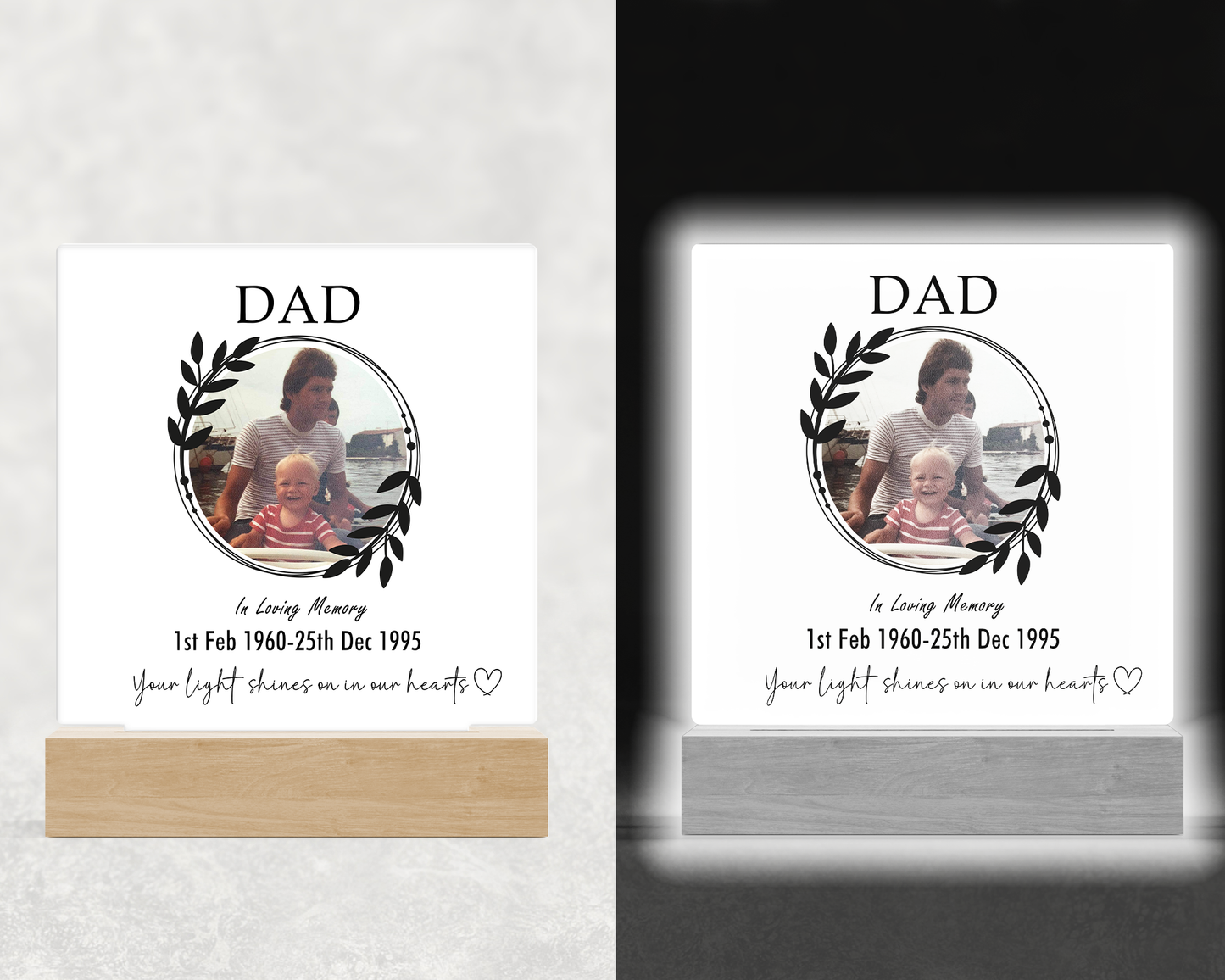 Dad - Memorial LED Night Light - Personalise with photo
