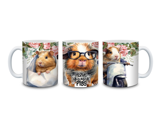 I love guinea Pigs – Floral Guinea Pig Trio Ceramic Mug