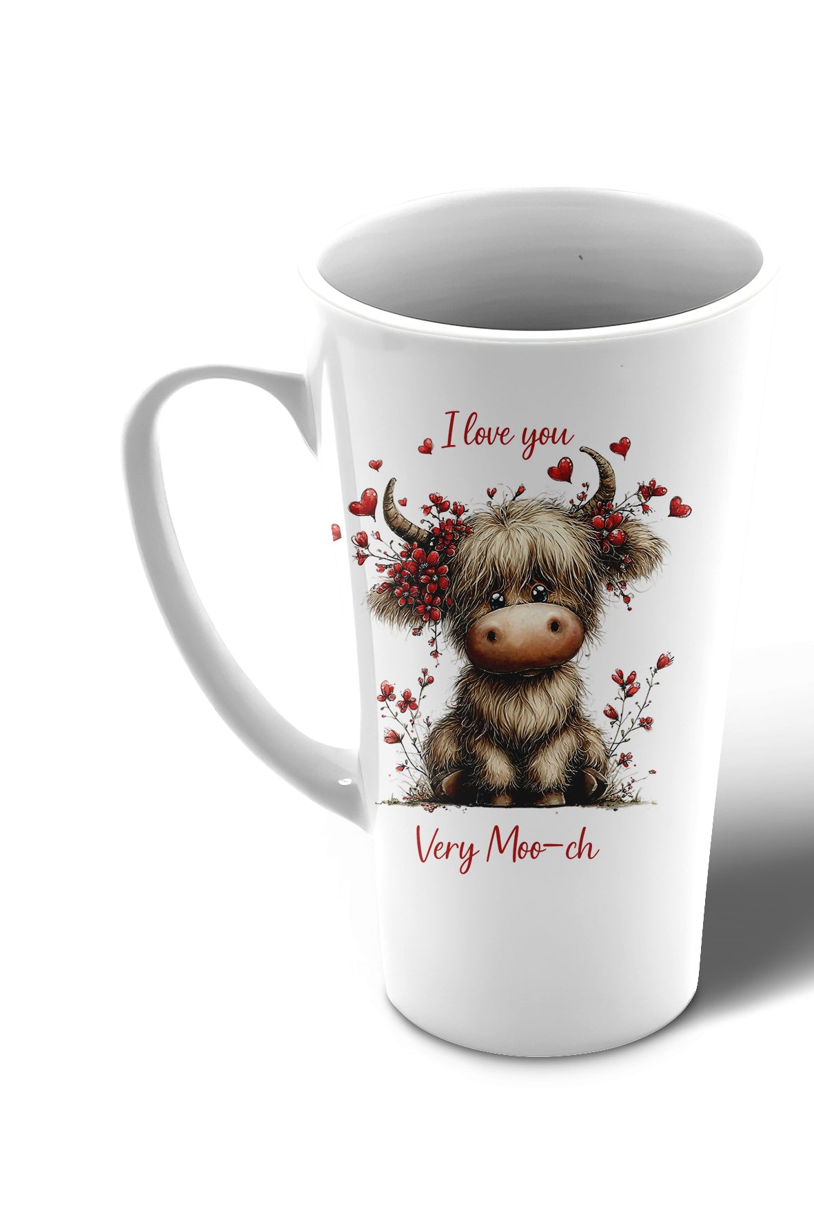 Highland Cow Valentines/ Anniversary Gift Set – “Very Moo-ch” Mug, coaster & Card