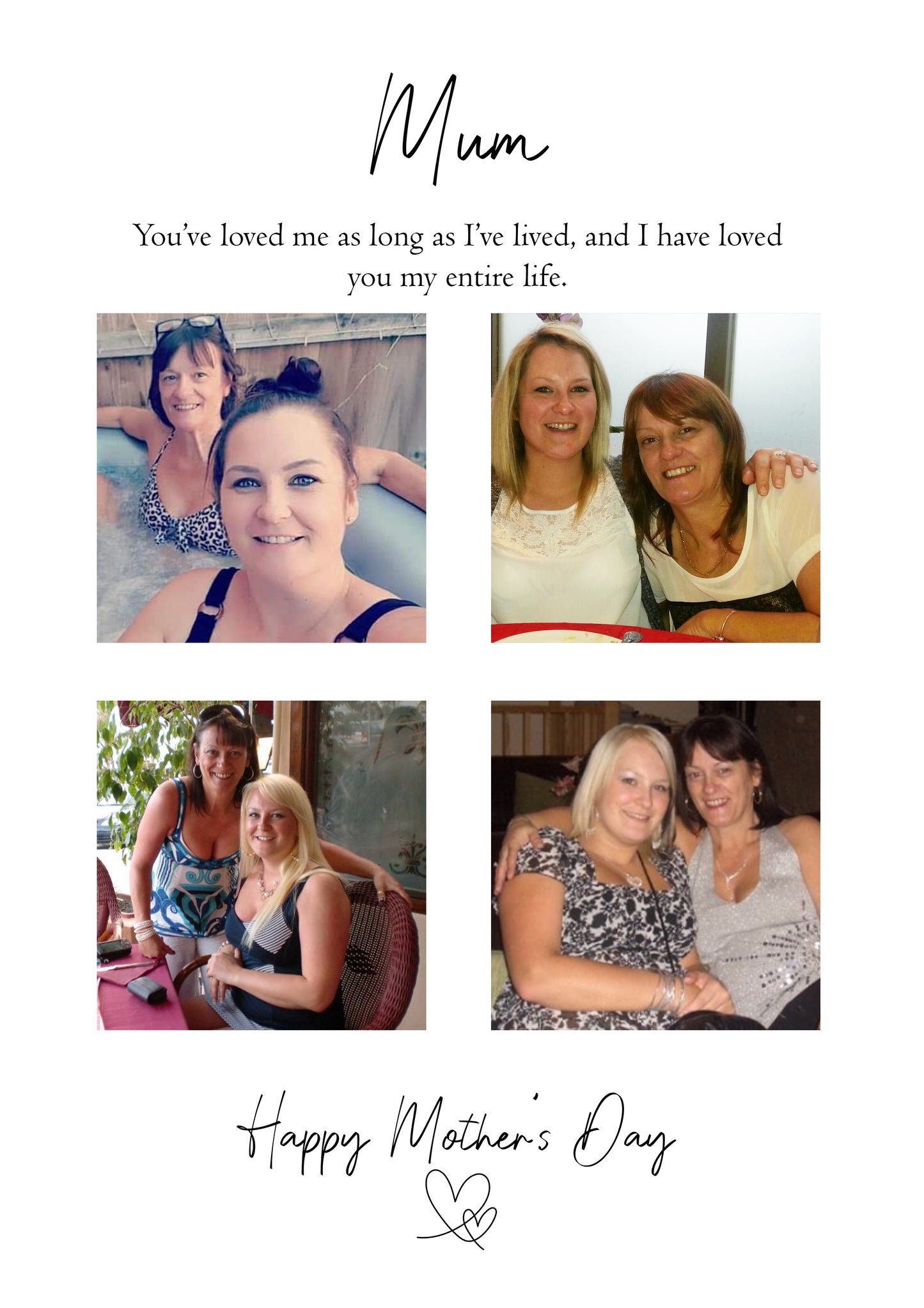 Personalised Mum Photo Collage Print – Custom Mother’s Day Gift with 4 Photos & Quote – Black & White or Colour – Framed or Print Only