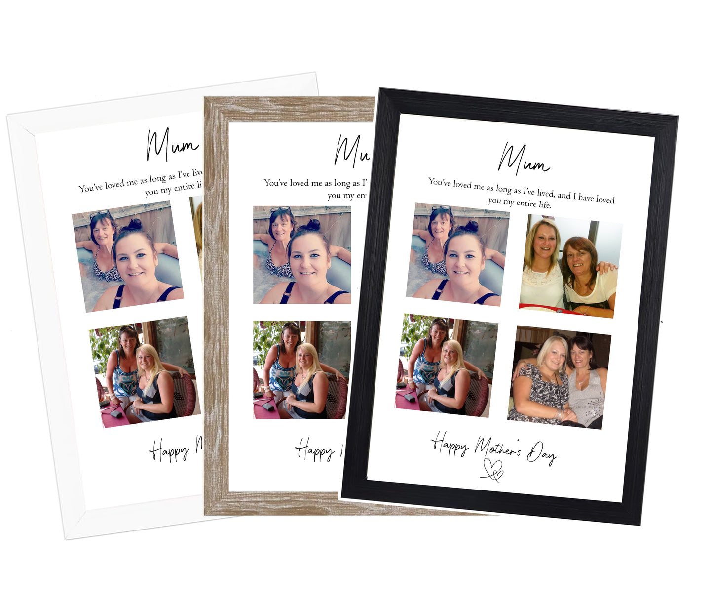 Personalised Mum Photo Collage Print – Custom Mother’s Day Gift with 4 Photos & Quote – Black & White or Colour – Framed or Print Only