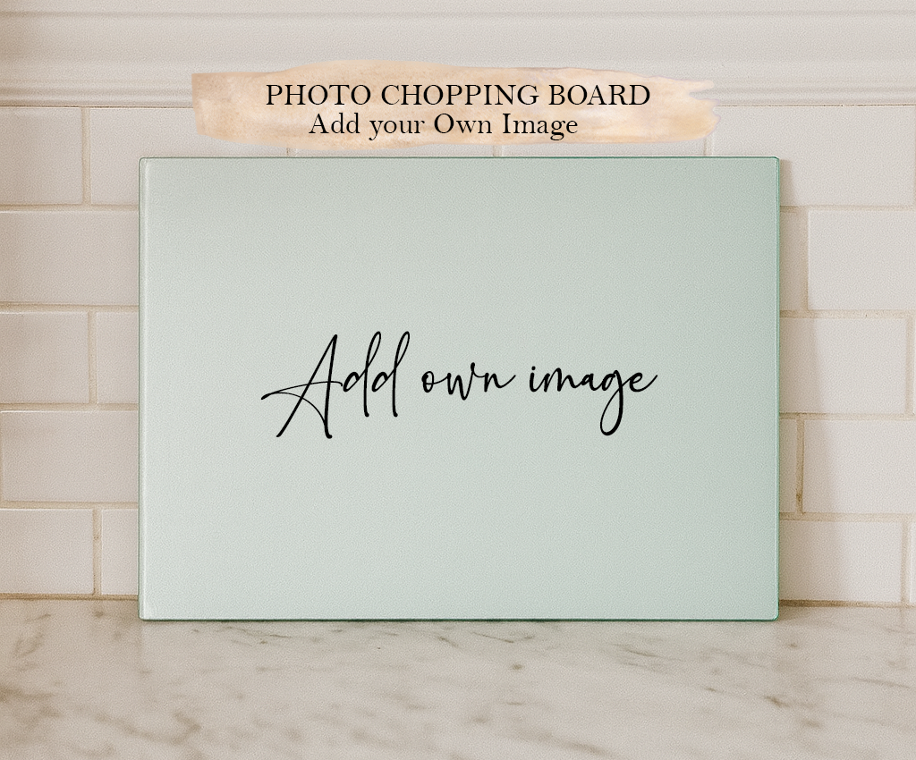 Custom Photo Glass Chopping Board – Personalised Image Kitchen Board Gift (2 Sizes Available)
