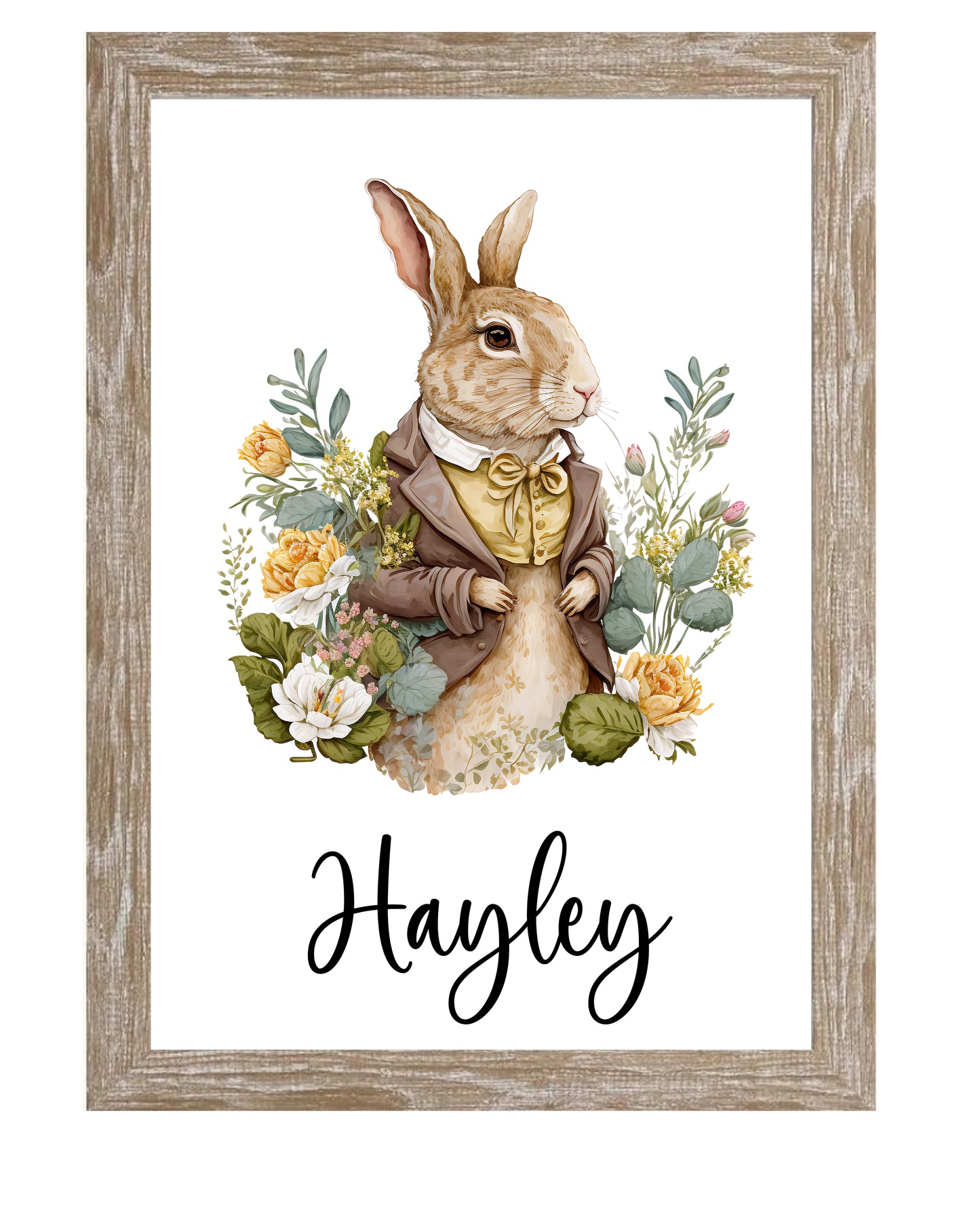 Personalised Rabbit Kitchen & Home Bundle – Custom Name Mug, Cushion, Coaster, Chopping Board & Print Set