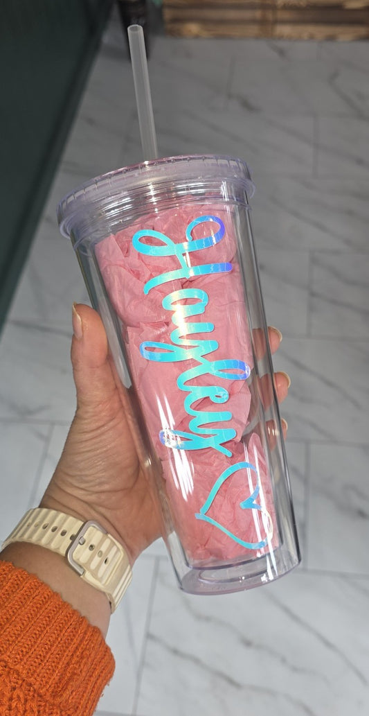 Double Walled Clear Plastic Tumbler 22oz Personalised