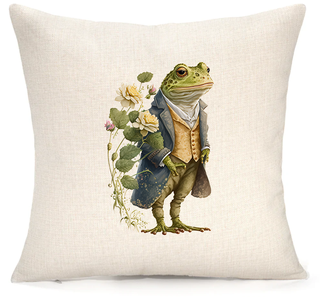 Personalised Woodland Toad Cushion – Premium Linen 45x45cm